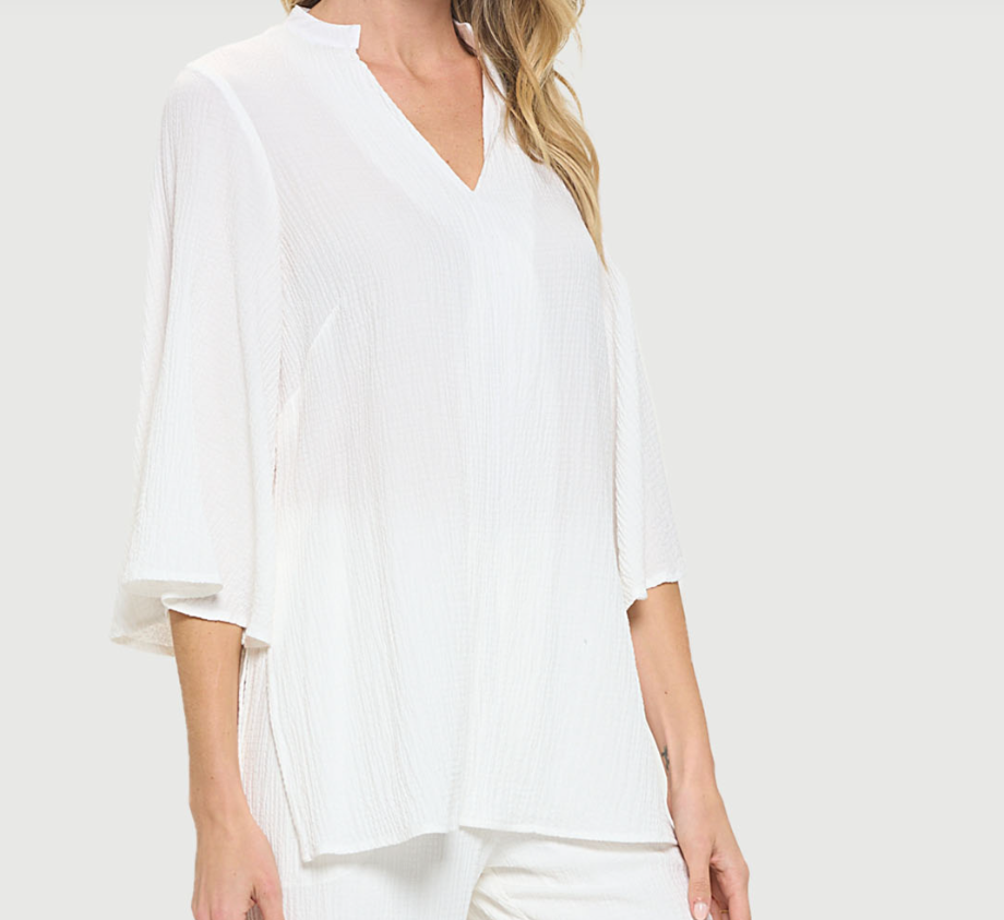 Flowy Bell Sleeve Tunic - White