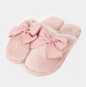 Fluffy Bow Decor Slippers Size L 9-10