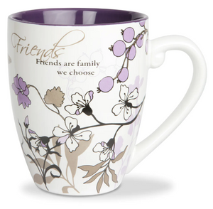 Friends Coffee Mug with Purple Flower 20 oz