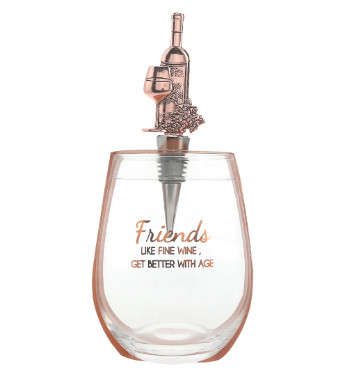 Friends Bottle Stopper and 20oz Stemless Gift Set