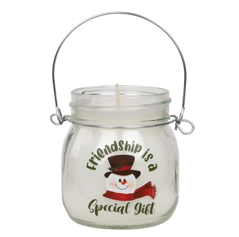 Friendship is a Gift Snowman Candle