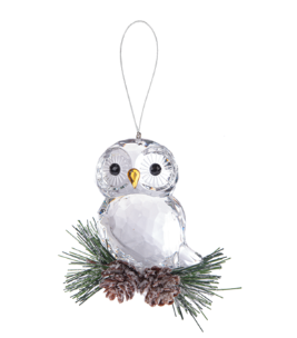 Frosted Pinecone Owl Ornament