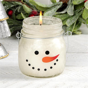 Small Frosted Snowman Head Candle - Twisted Peppermint Scent