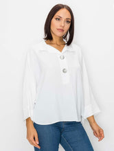 Load image into Gallery viewer, Collard Dolman Sleeve Top with Rounded Hem - White
