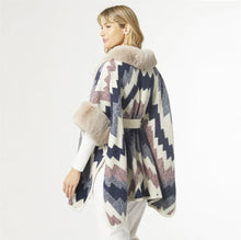 Load image into Gallery viewer, Samara Ruana Jacket with Fur Trim

