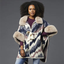 Load image into Gallery viewer, Samara Ruana Jacket with Fur Trim

