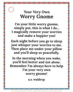 Your Very Own Worry Gnome with meaning card