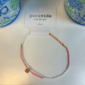 Pura Vida Warm Breeze Mixed Seed Bead Anklet