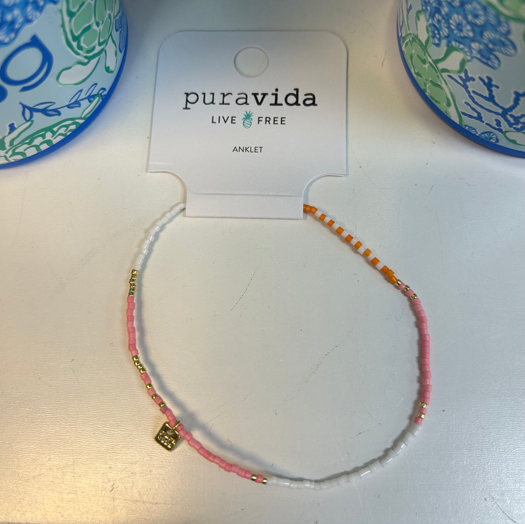 Pura Vida Warm Breeze Mixed Seed Bead Anklet