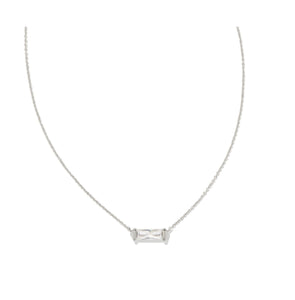 Fletcher Necklace Rhodium Metal White CZ