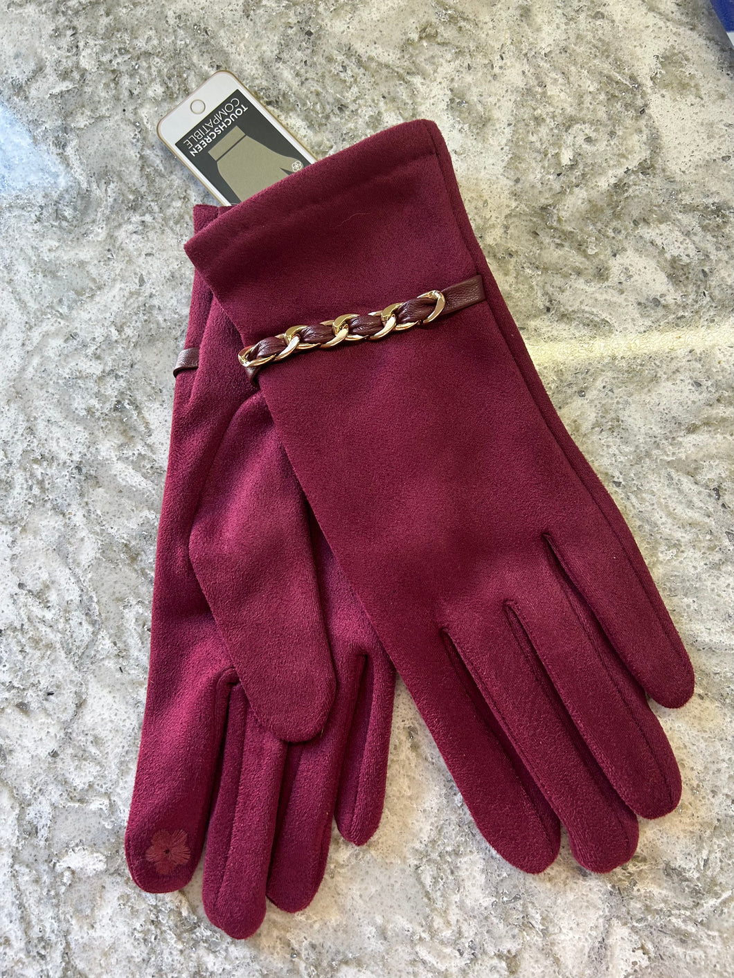Wine Micro Suede Texting Gloves