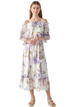 Load image into Gallery viewer, Long Violet Floral Maxi Dress
