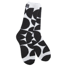Load image into Gallery viewer, Cozy Cali Crew Socks - Geometrical Black and White
