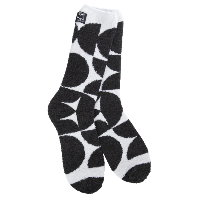 Cozy Cali Crew Socks - Geometrical Black and White