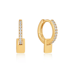 Glam Pendant Gold Huggie Hoops