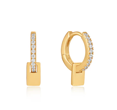 Glam Pendant Gold Huggie Hoops