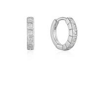 Load image into Gallery viewer, Glam Rock Huggie Silver Hoop Earrings
