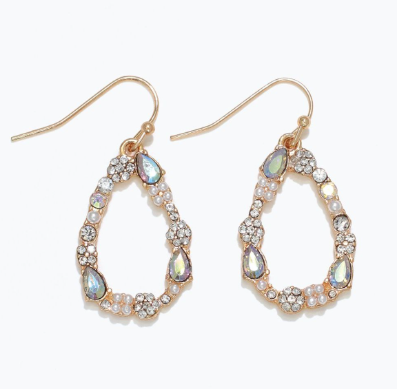 Gold Crystal Tear Drop Earrings