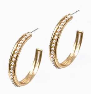 Gold Hoop Earrings with Pearls