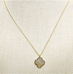 Gold Mother of Pearl Clover Necklace