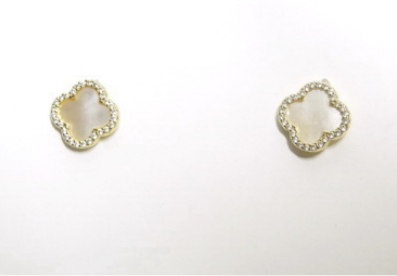 Gold Mother of Pearl Crystal Earrings