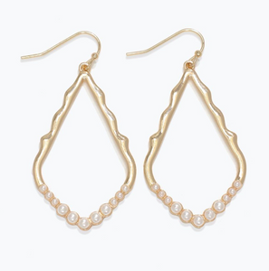 Gold Open Drop Earrings with Pearls