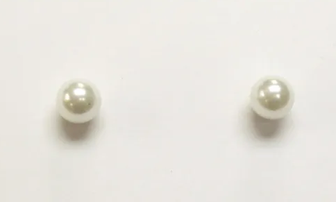 Gold Pearl Stud Earrings 8mm