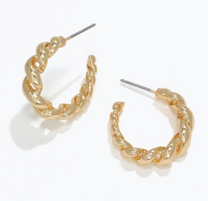 Gold Rope Huggie Hoop Earrings