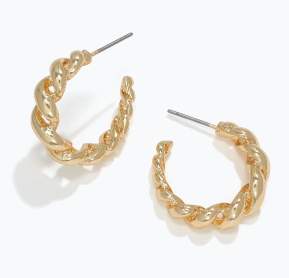 Gold Rope Huggie Hoop Earrings