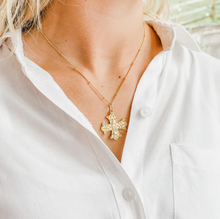 Load image into Gallery viewer, Gold Beaded Station Chain w/ Mary Fleur Cross
