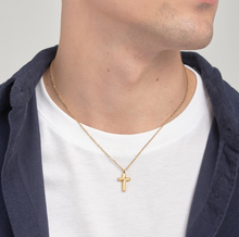 Load image into Gallery viewer, Men&#39;s Stainless Steel Gold Cross Pendant Necklace by Brosway
