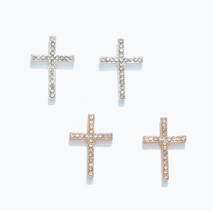 Gold and Silver Cross Earrings