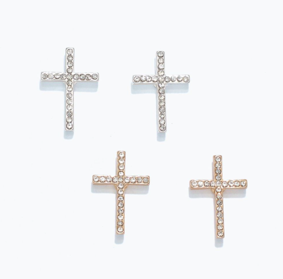 Gold and Silver Cross Earrings