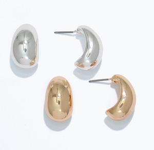 Gold and Silver Polished Earrings Duo