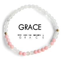 Load image into Gallery viewer, Grace Cloudy Glass Quartz/Rose Quartz Morse Code Bracelet
