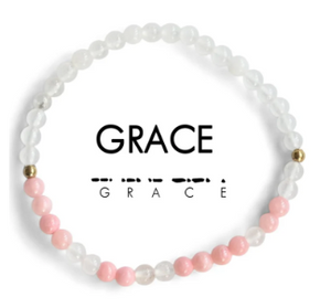 Grace Cloudy Glass Quartz/Rose Quartz Morse Code Bracelet