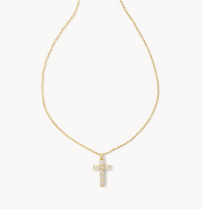 Kendra Scott Gracie Gold Cross In White Crystal