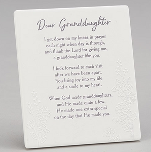 Granddaughter Meaningful Wall Plaque with Easel