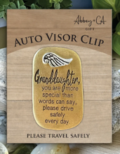 Load image into Gallery viewer, Auto Visor Clip - Granddaughter Please Drive Safely
