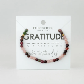 Gratitude Mauve Quartz/Fancy Jasper Morse Code Bracelet