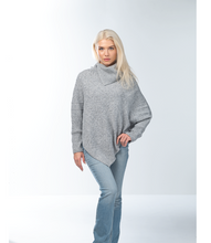 Load image into Gallery viewer, Split Neck Poncho in Gray or Beige
