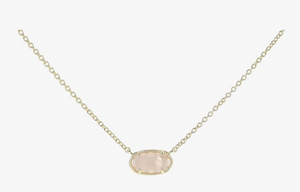 Grayson Short Rose Quartz Necklace in Gold or Silver