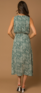Green-Ivory Sleeveless Maxi Dress