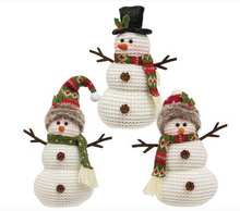 Load image into Gallery viewer, Green Nordic Knit Snowman Sitter Assorted 14 Inches High
