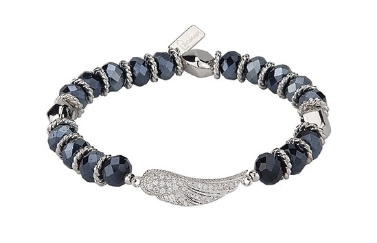 Guardian Angel Silver and Navy Bead Bracelet