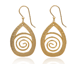 Hammered Gold Drop Earrings