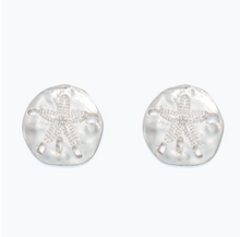 Load image into Gallery viewer, Hammered Sand Dollar Earrings Gold or Silver
