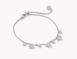 Kendra Scott Haven Heart Crystal Chain Bracelet Rhodium White CZ