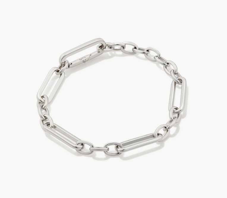 Emilie Silver Chain Bracelet in Platinum Drusy