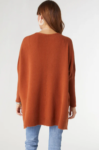 Heavenly-Luxe Relaxed Cable Knit Sweater - Rust